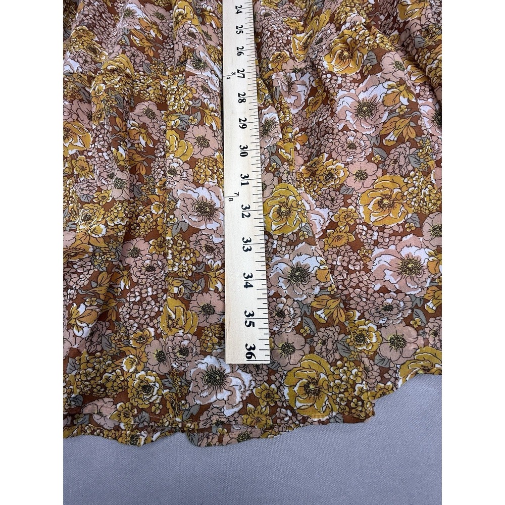 Indigo Soul Dress Women's 2XL Brown Yellow Floral Boho Short Babydoll Hippie - Picture 9 of 13